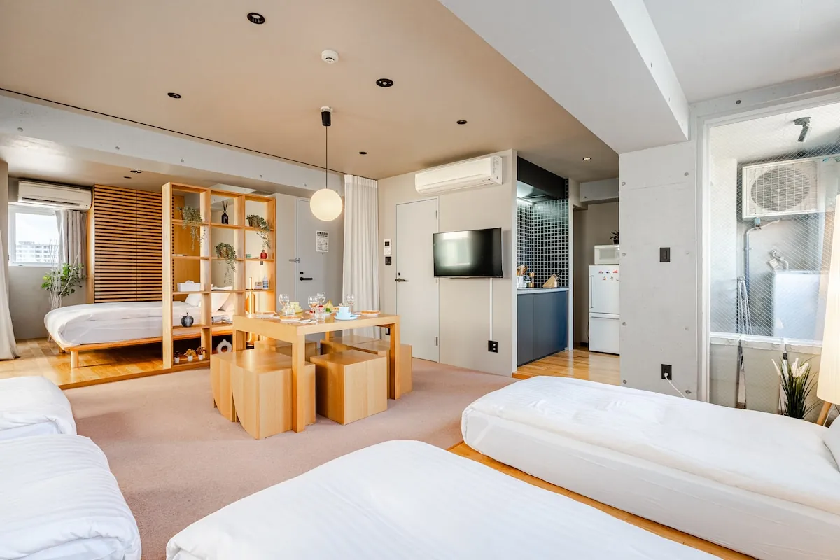 Open family sleeping and dining space at STAY ARI Takadanobaba
